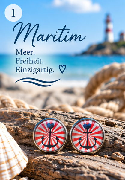 Cabochon Ohrstecker Anker