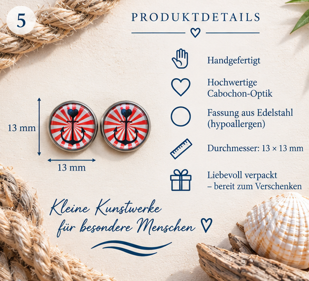 Cabochon Ohrstecker Anker