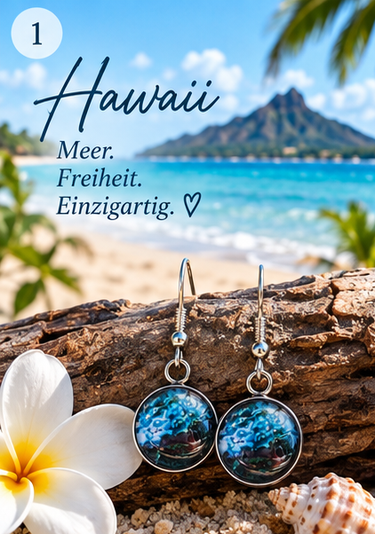 Cabochon Ohrringe Atlantik