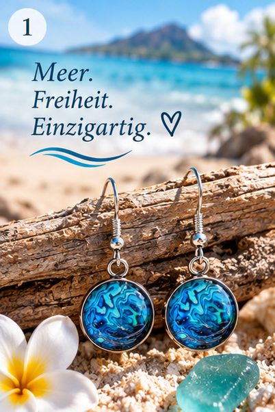Cabochon Ohrringe Antarktischer Ozean