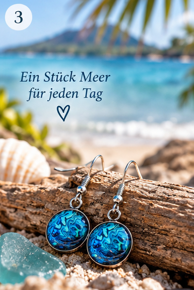 Cabochon Ohrringe Antarktischer Ozean