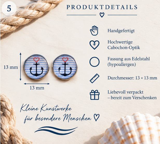Cabochon Ohrstecker Ahoi