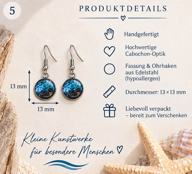 Cabochon Ohrringe Atlantik