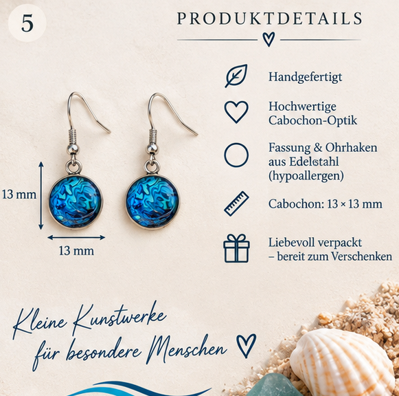 Cabochon Ohrringe Antarktischer Ozean