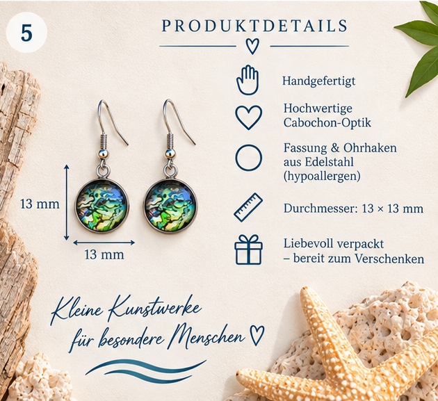 Cabochon Ohrringe Pazifik