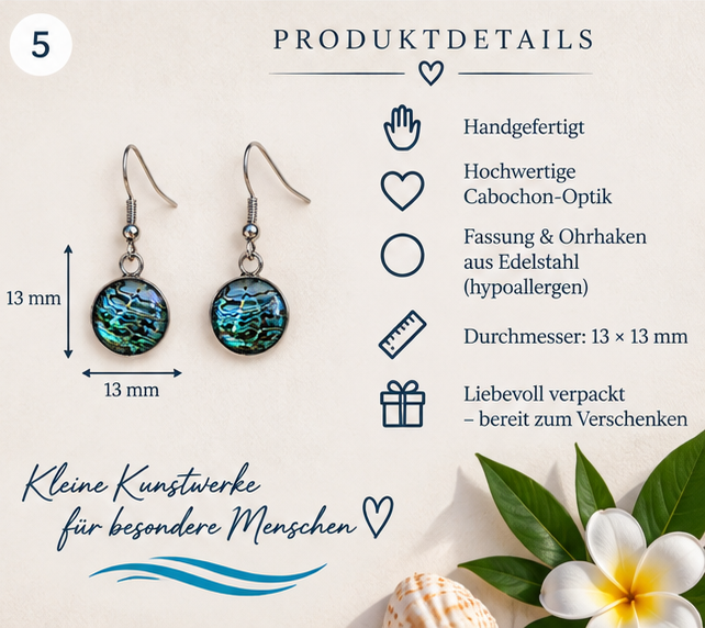 Cabochon Ohrringe Karibisches Meer