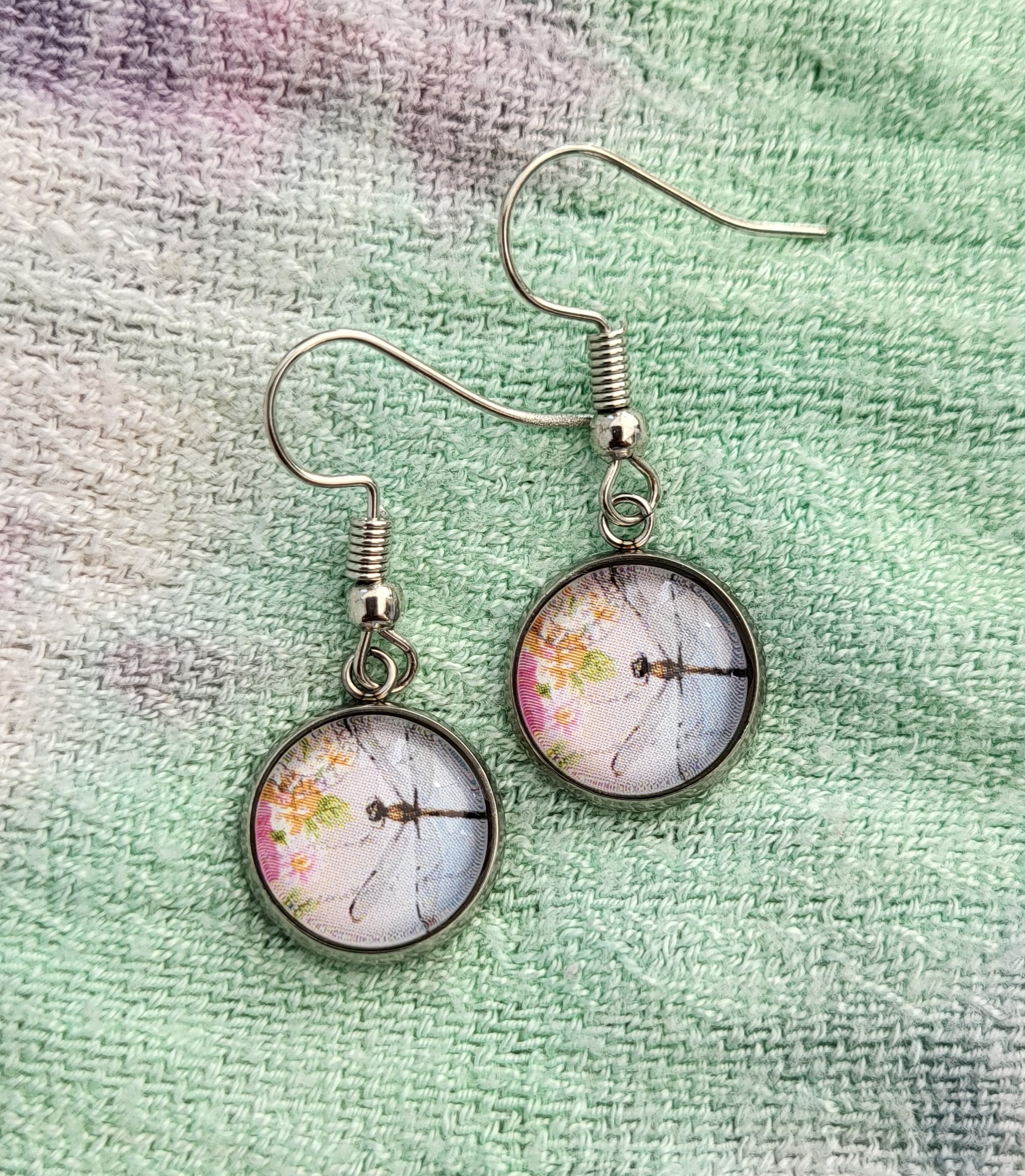Cabochon Ohrringe Black Dragonfly