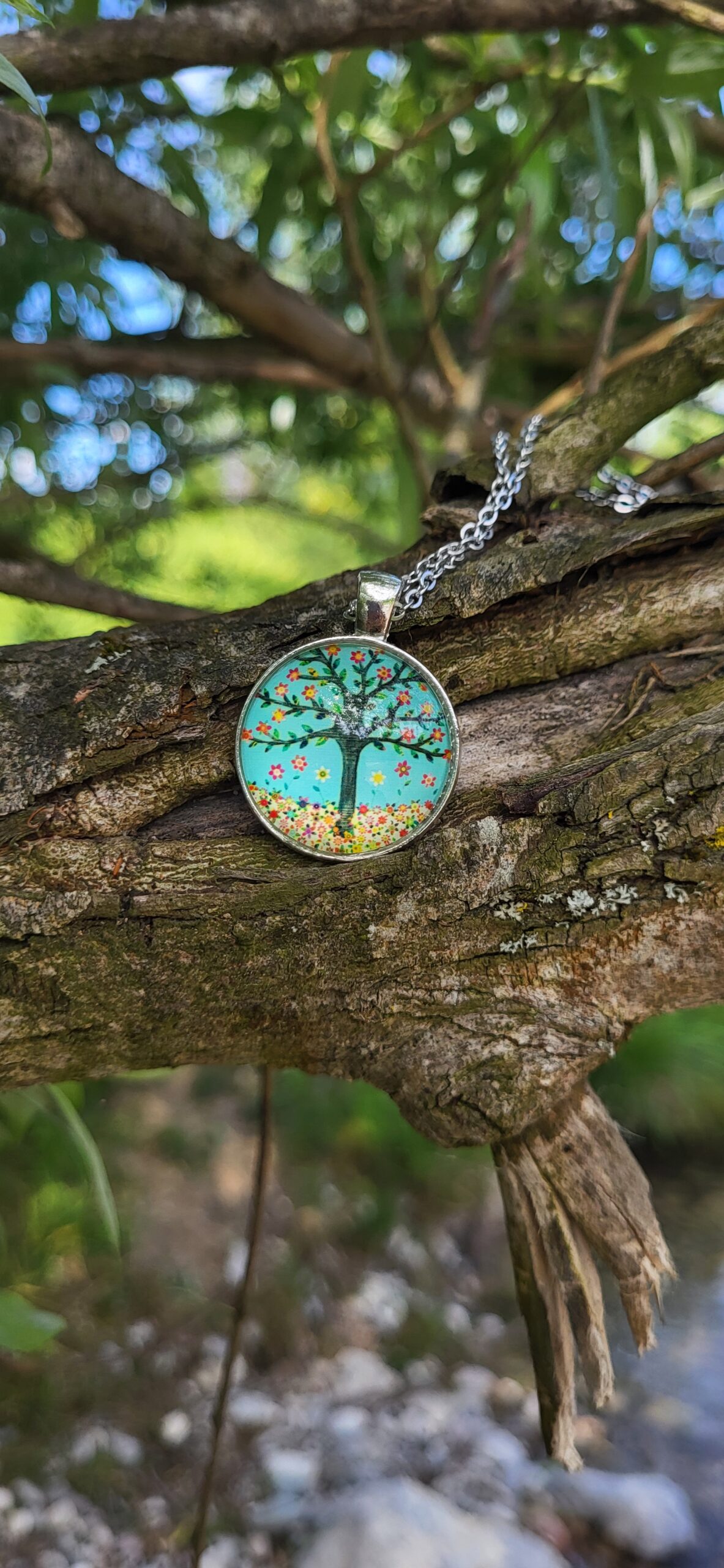Cabochon Halskette Lebensbaum Colorful