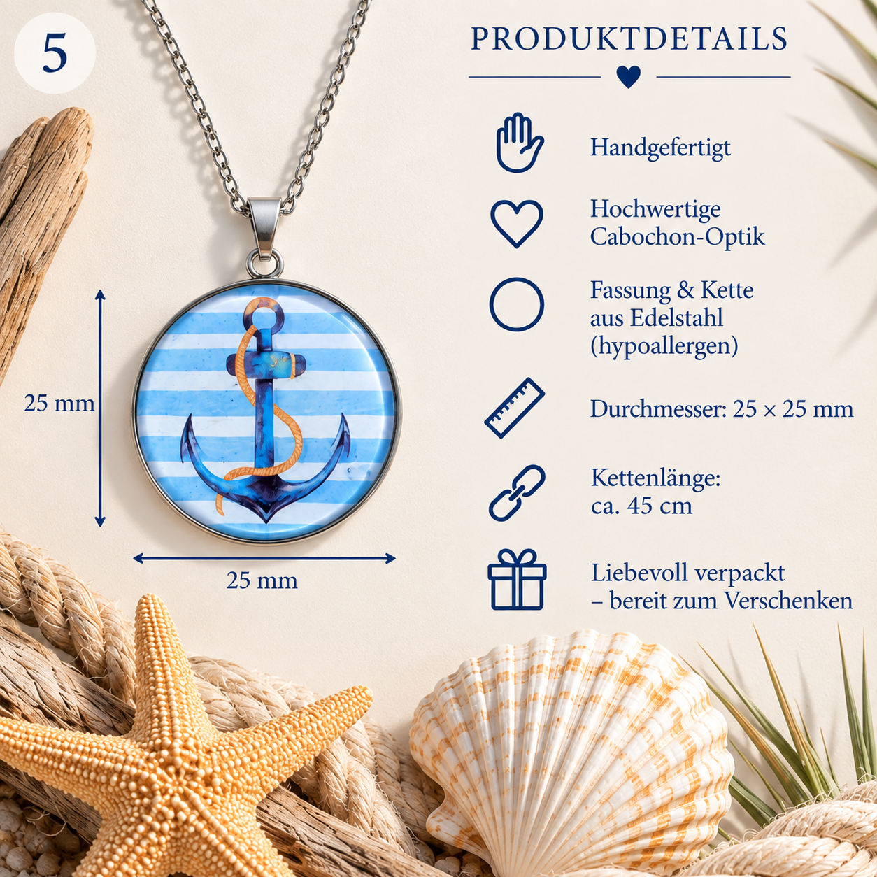 Cabochon Halskette Anker