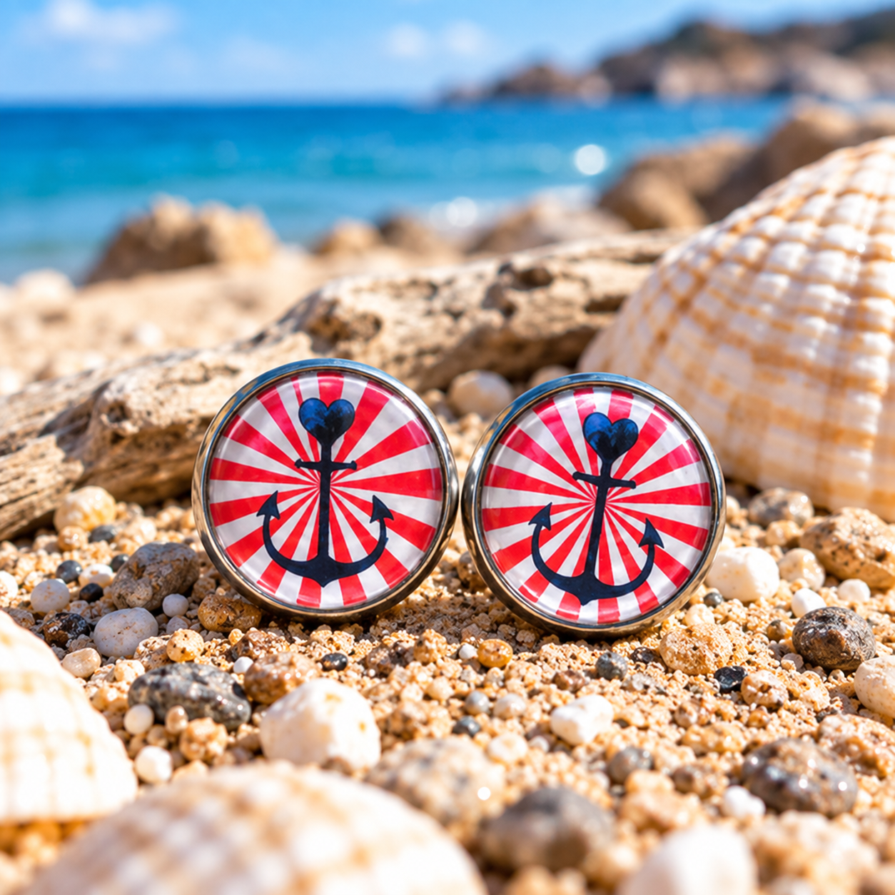Cabochon Ohrstecker Anker