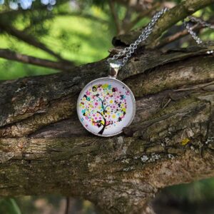 Cabochon Halskette Lebensbaum Circle