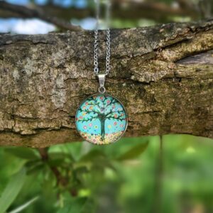 Cabochon Halskette Lebensbaum Colourful