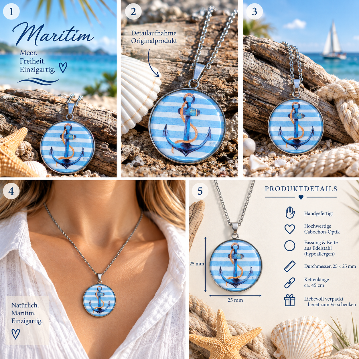 Cabochon Halskette Anker
