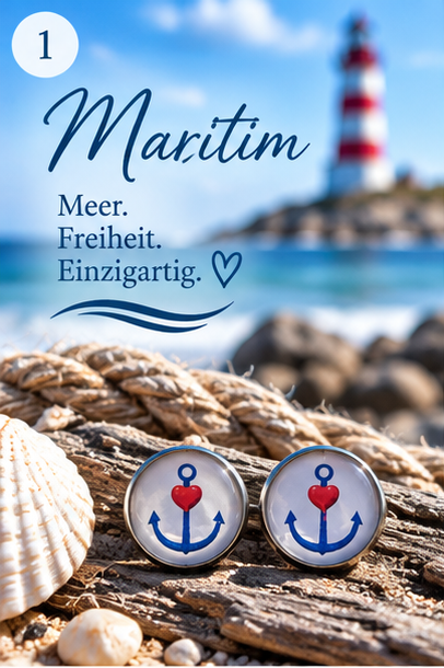 Cabochon Ohrstecker Ankerliebe