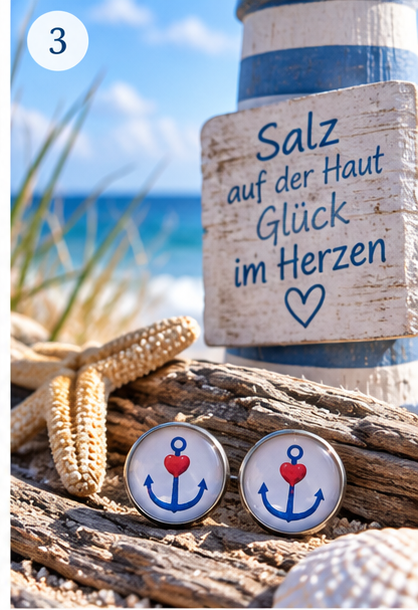 Cabochon Ohrstecker Ankerliebe
