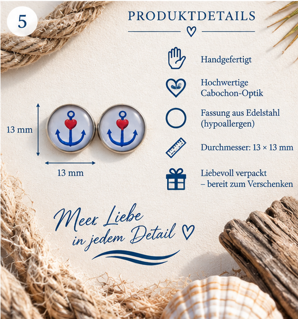 Cabochon Ohrstecker Ankerliebe