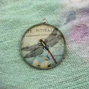Cabochon Halskette Metall Dragonfly