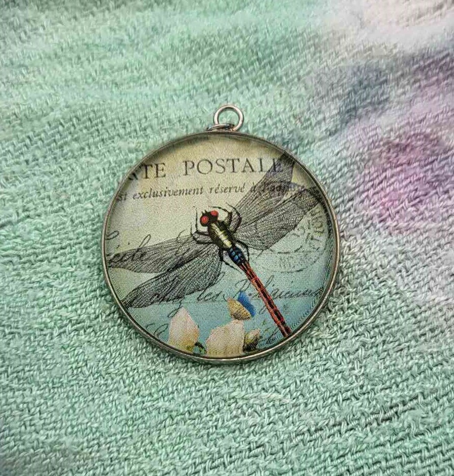 Cabochon Halskette Metall Dragonfly