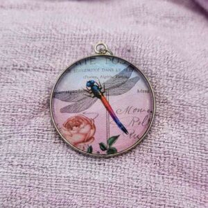 Cabochon Halskette Red Dragonfly