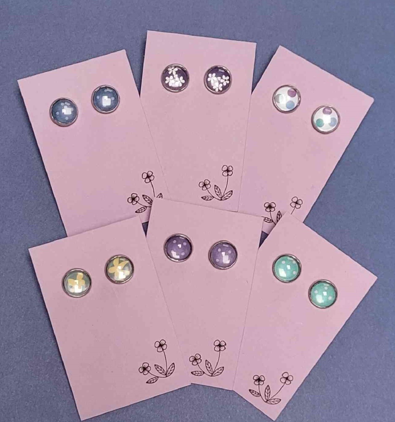 Cabochon Ohrstecker Kunterbunt