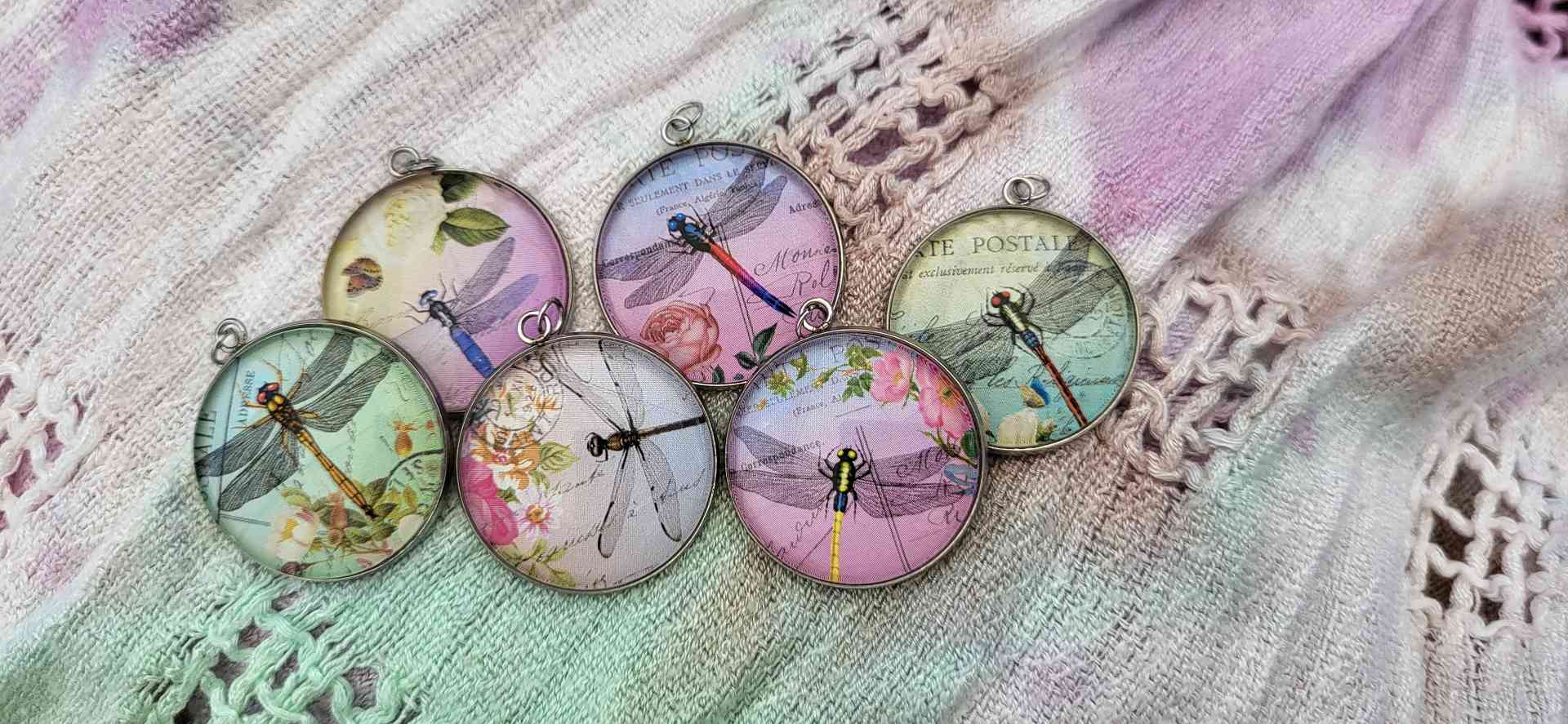 Cabochon Halsketten Dragonfly