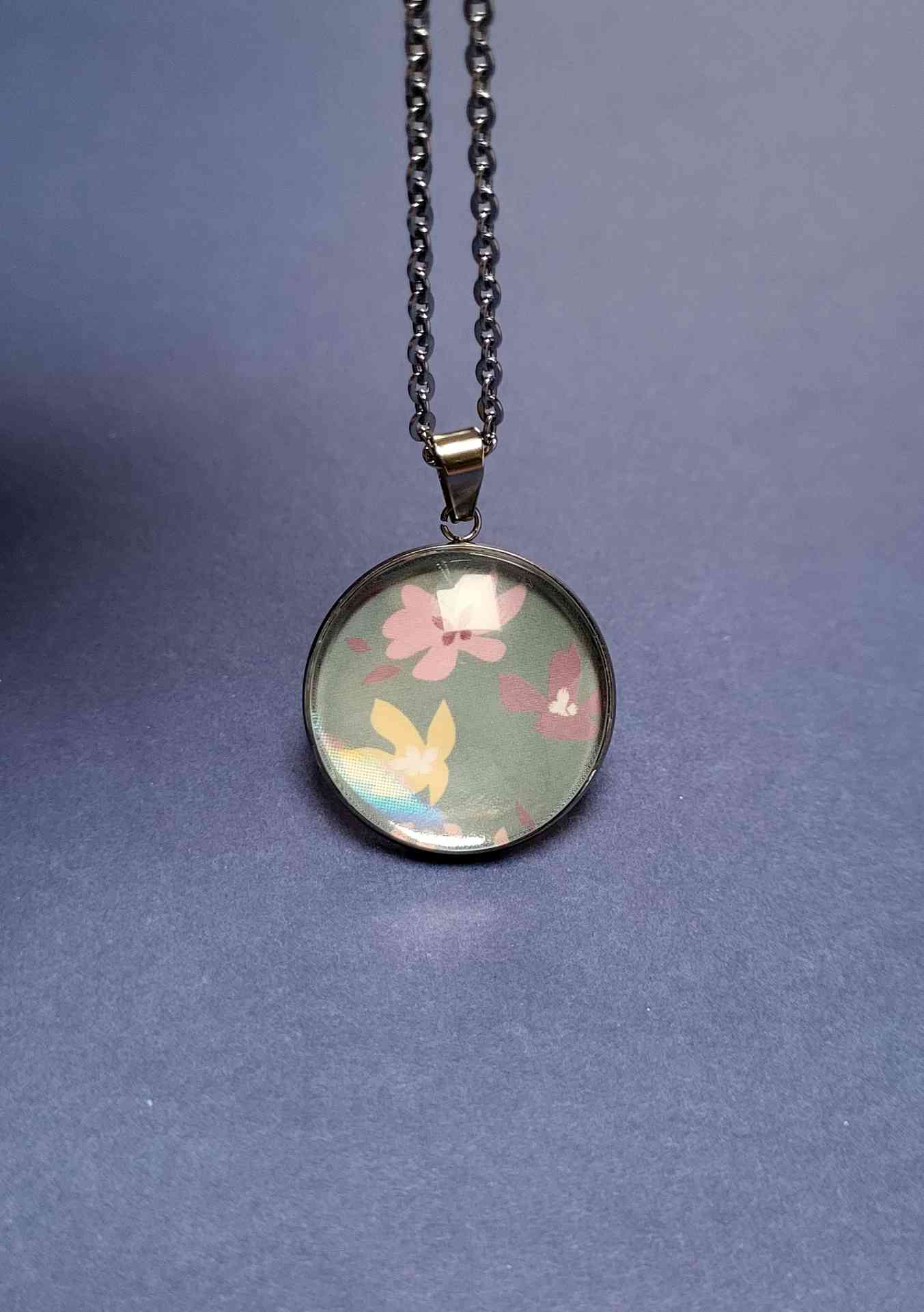 Cabochon Halskette Blume