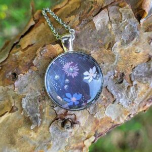 Cabochon Halskette Blumenwiese