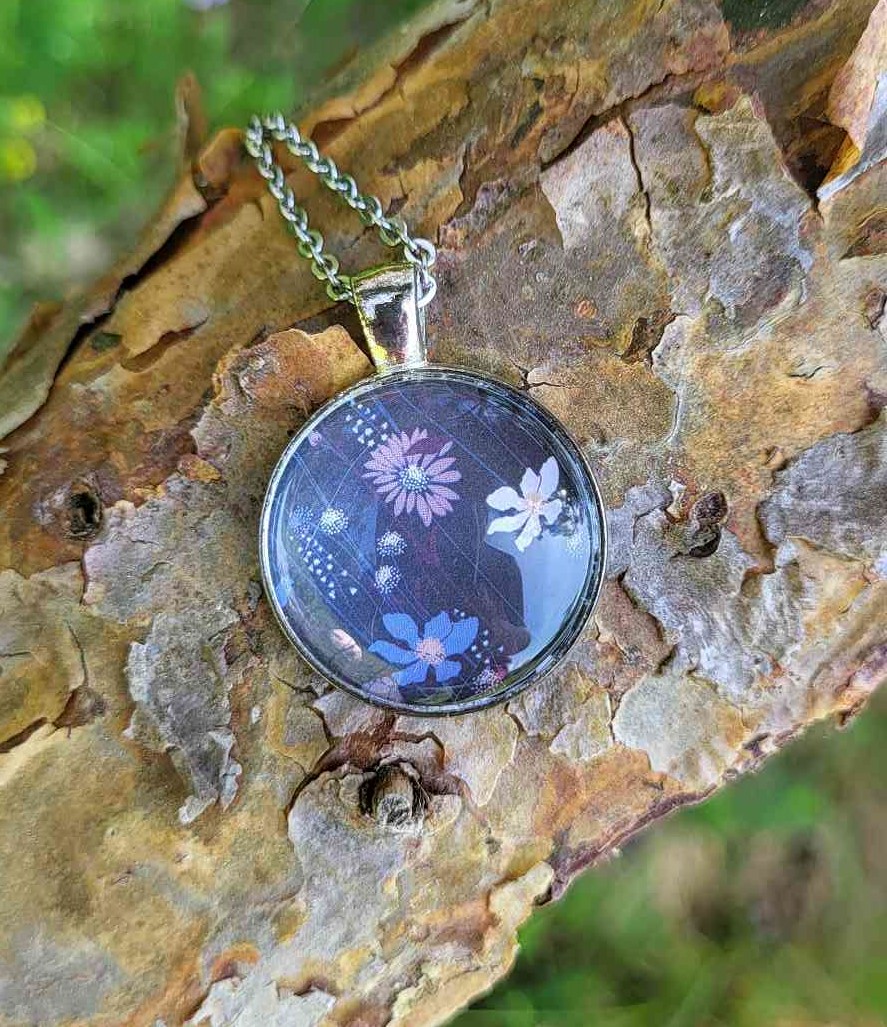 Cabochon Halskette Blumenwiese