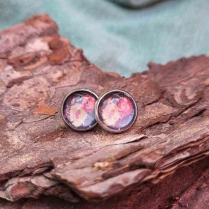 Cabochon Ohrstecker Bunte Lilien