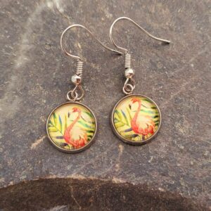Cabochon Ohrringe Flamingo