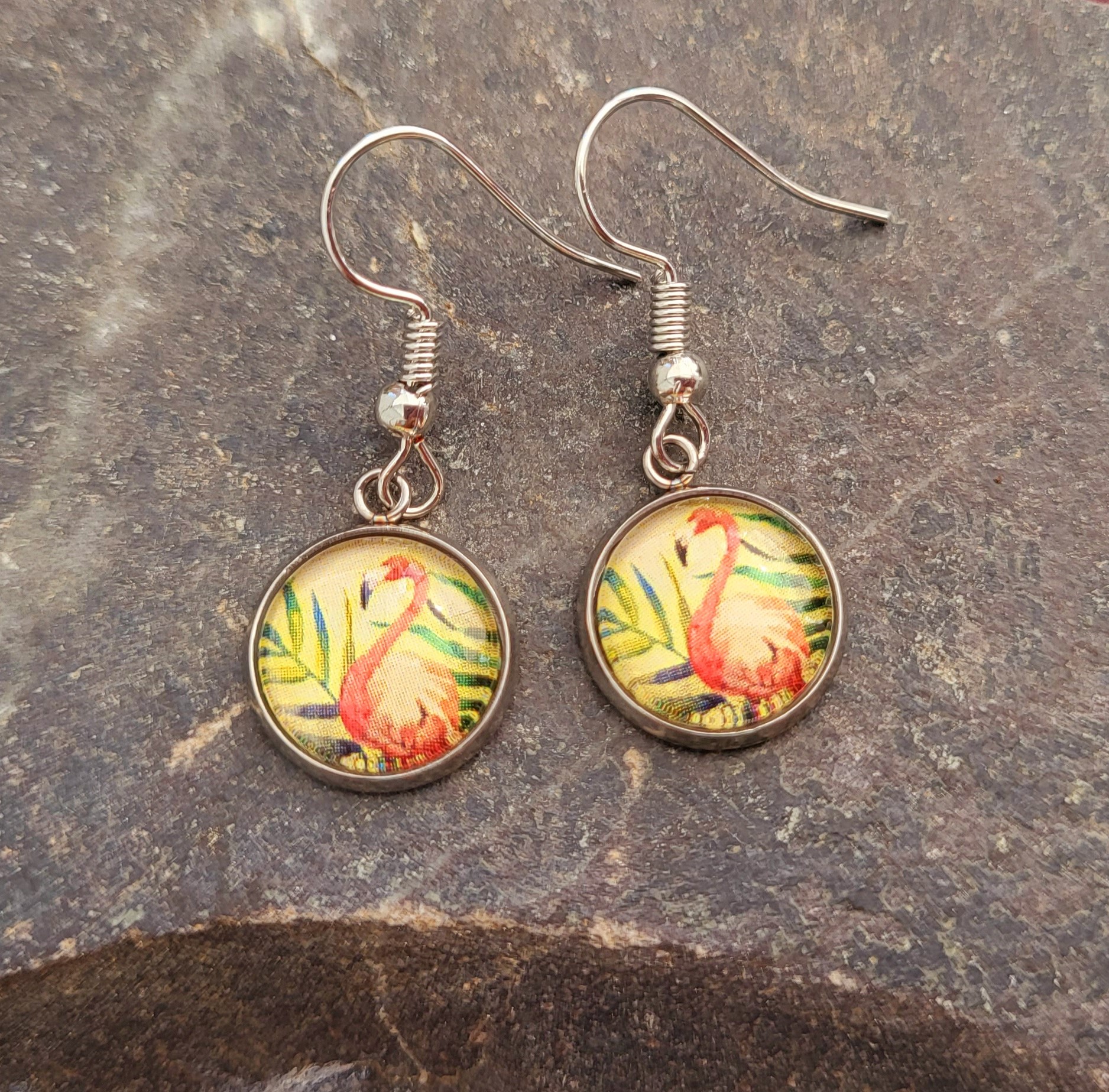 Cabochon Ohrringe Flamingo