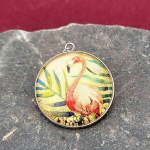Cabochon Halskette Flamingo