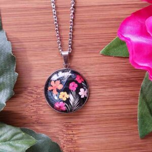 Cabochon Halskette Flowers