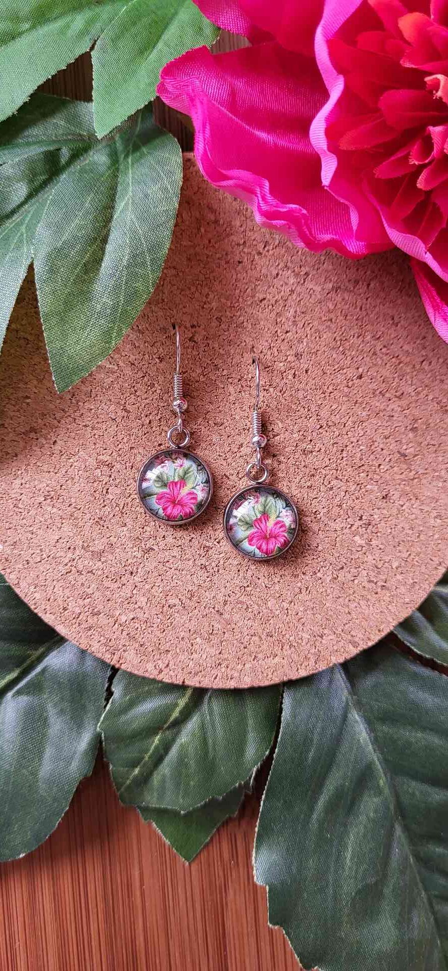 Cabochon Ohrringe Hibiskus