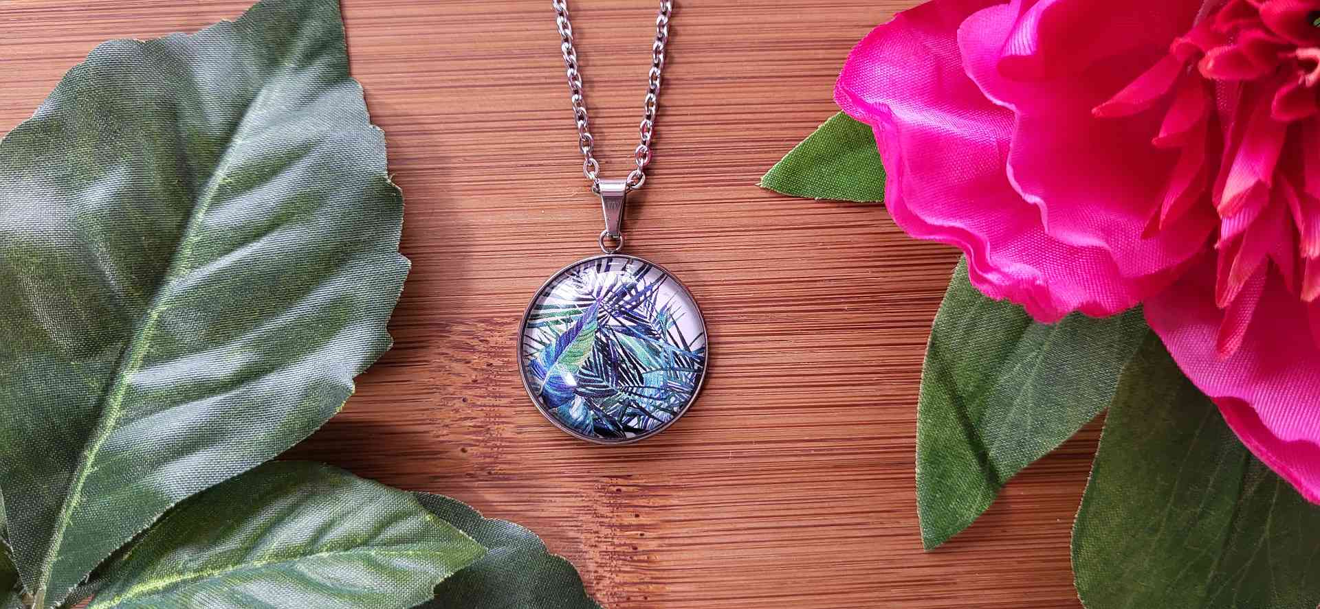Cabochon Halskette Dschungel