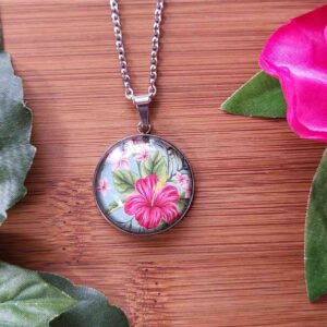 Cabochon Halskette Hibiskus