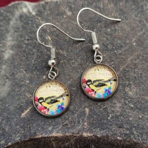 Cabochon Ohrringe Meise