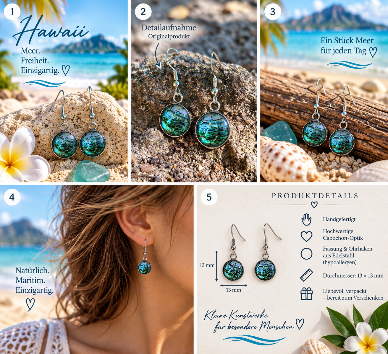 Cabochon Ohrringe Karibisches Meer