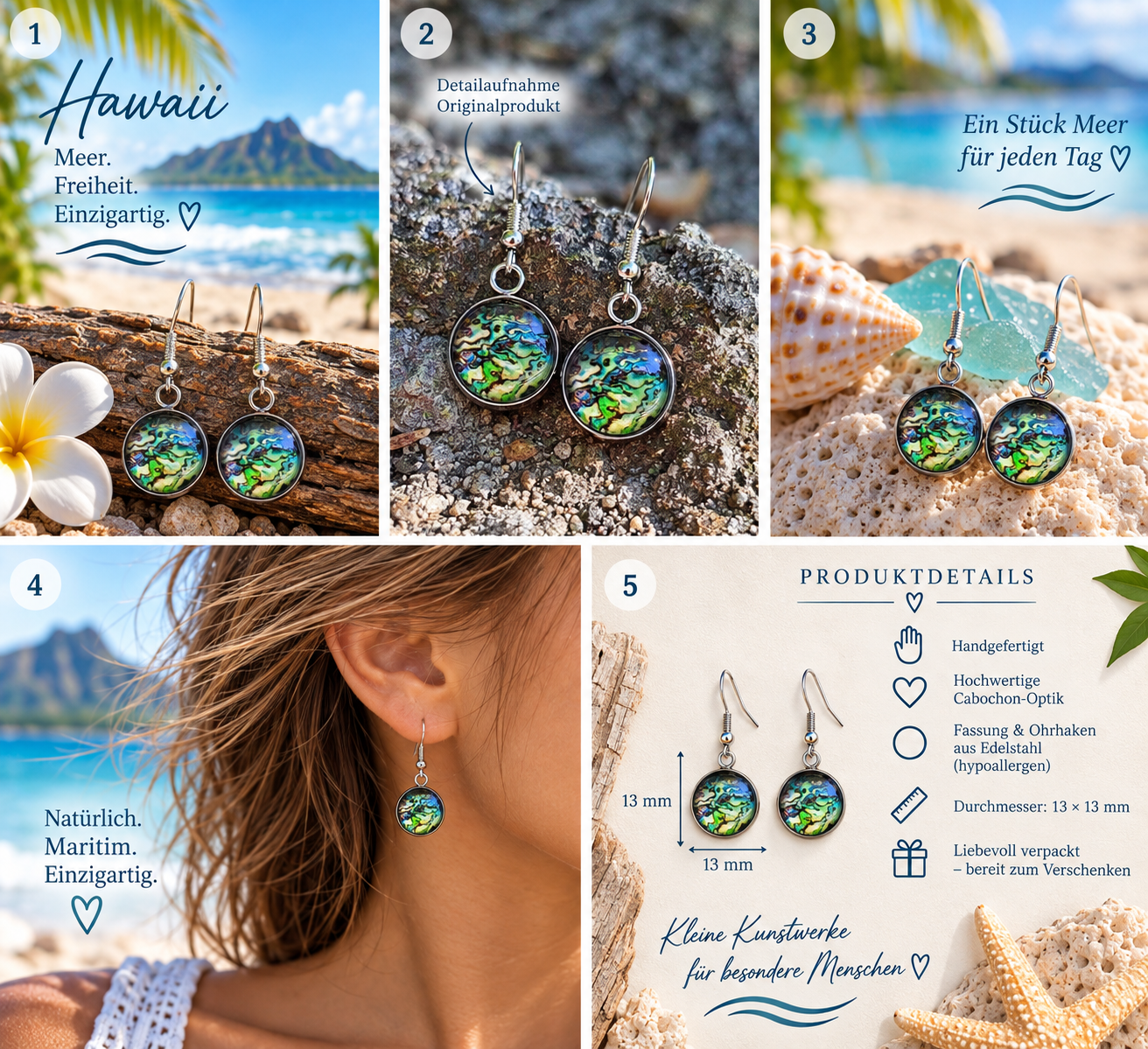 Cabochon Ohrringe Pazifik