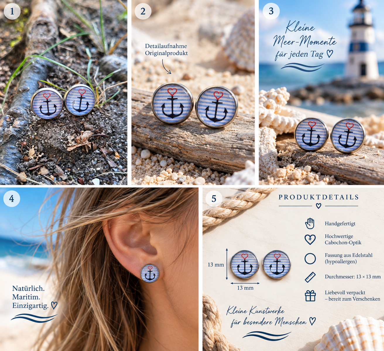 Cabochon Ohrstecker Ahoi