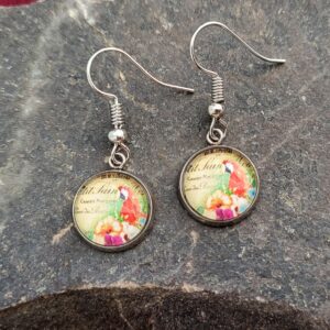 Cabochon Ohrringe Papagei