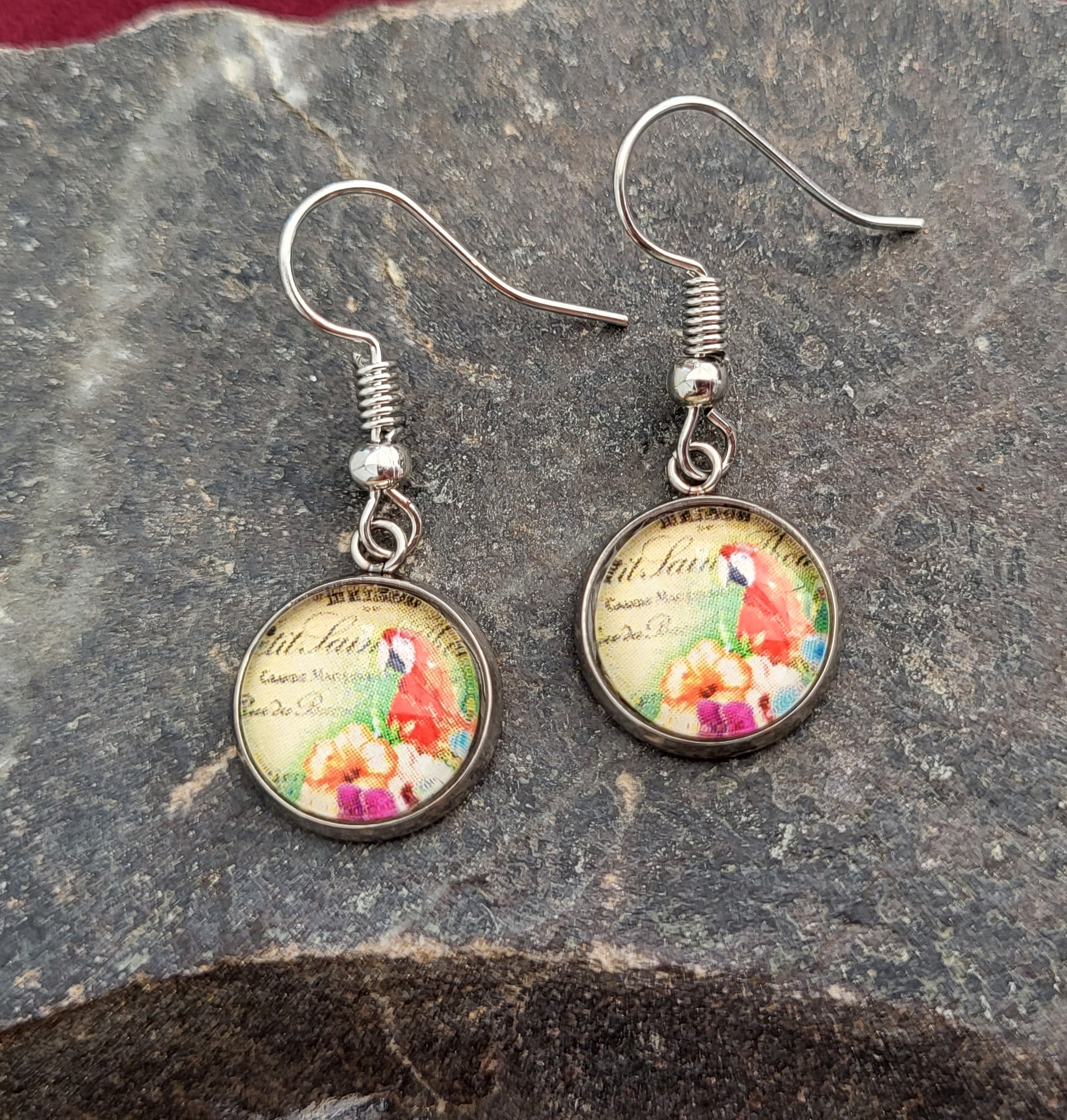 Cabochon Ohrringe Papagei
